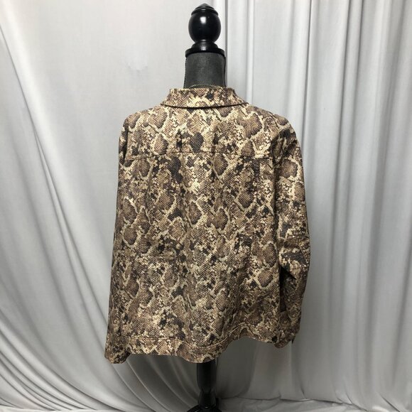 Denim 24/7 Jacket Womens Size 26W Reptile Print Trucker Style Button Up Casual - Picture 4 of 8